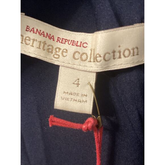 Banana Republic Heritage Collection Dress Blue White Fringe Cotton Size 4 - Picture 10 of 11